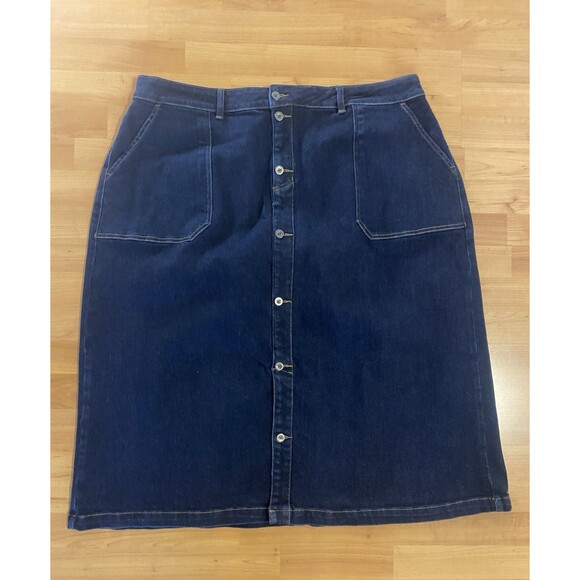 Universal Standard Denim Skirt Size L (22-24) Blue Zip /Button Front New w/ Tags - Picture 1 of 11